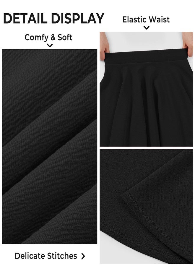BOOPH Kids Girls Casual Mini Flare Plain Pleated Skater Skirts 8-10 Years Black - Image 2